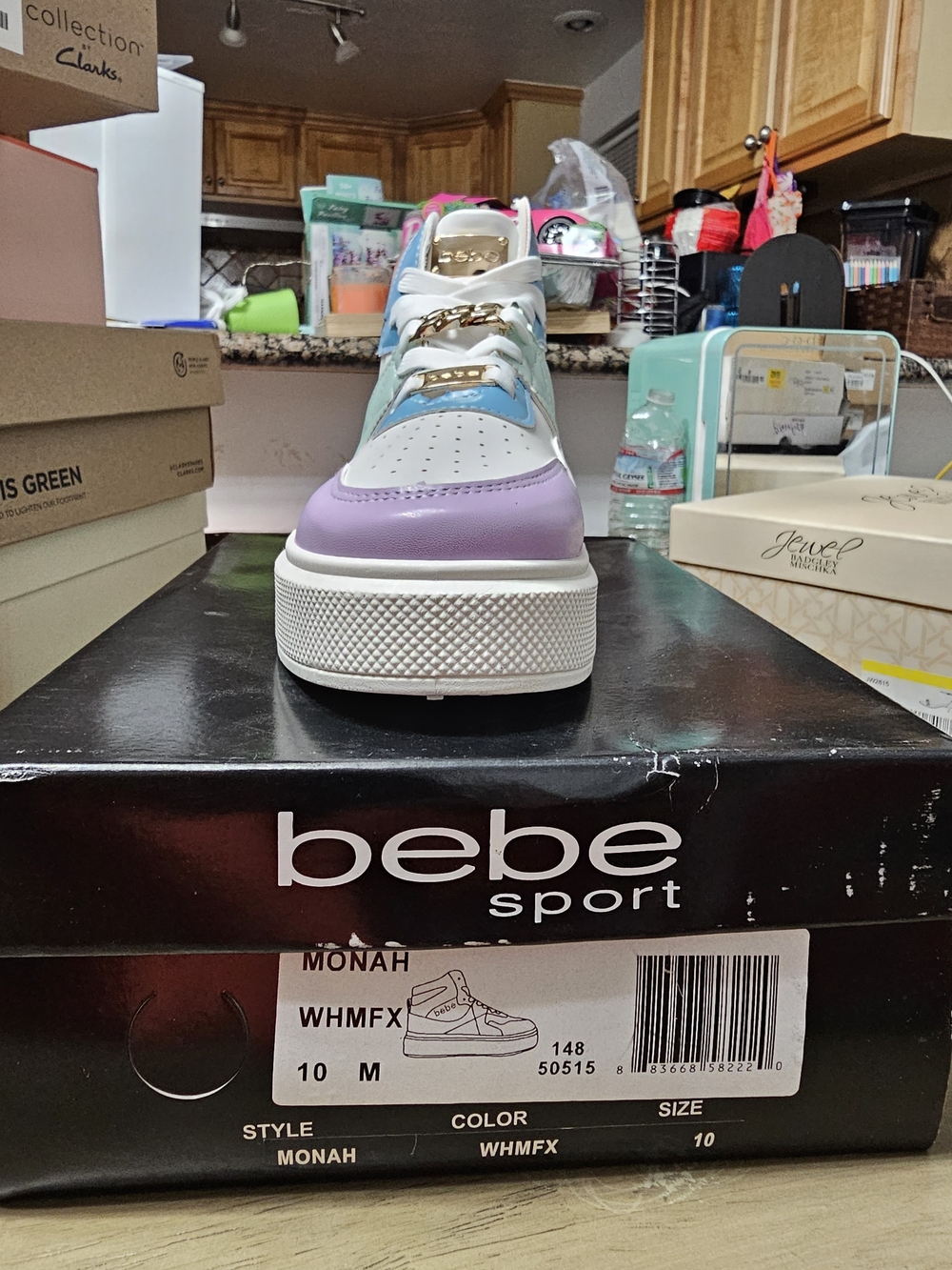 bebe Monah Women's Colorblock Platform Sneaker in Purple/Blue/White